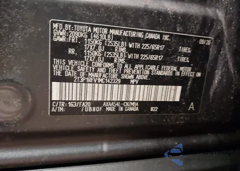 2021 Toyota Rav4 Xle from USA, damaged, VIN 2T3P1RFV1MC142329